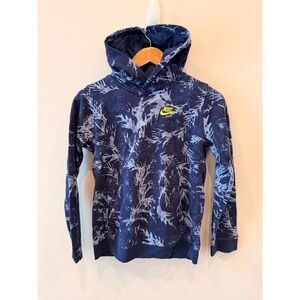 Nike Hoodie Youth Large Blue‎ Tie Dye Pullover Swoosh Pocket Sweatshirt
